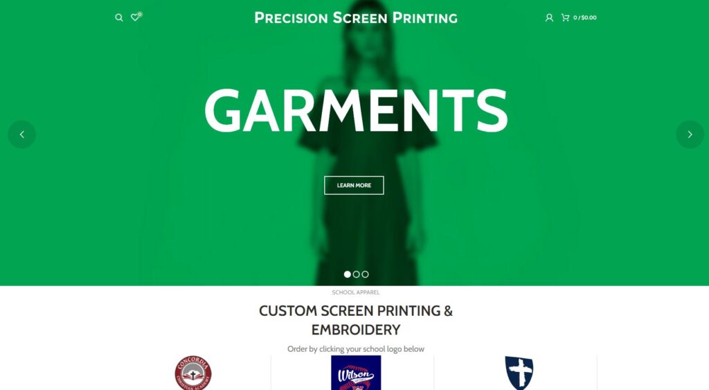 Precision Garment eCommerce Website
