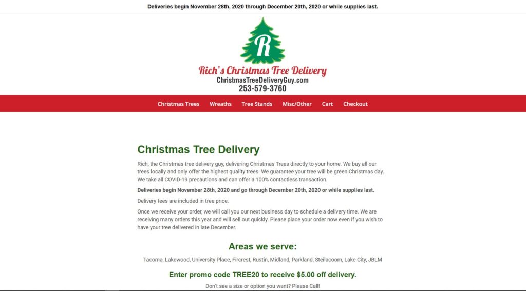 Rich's Christmas Tree Delivery Service Web Design