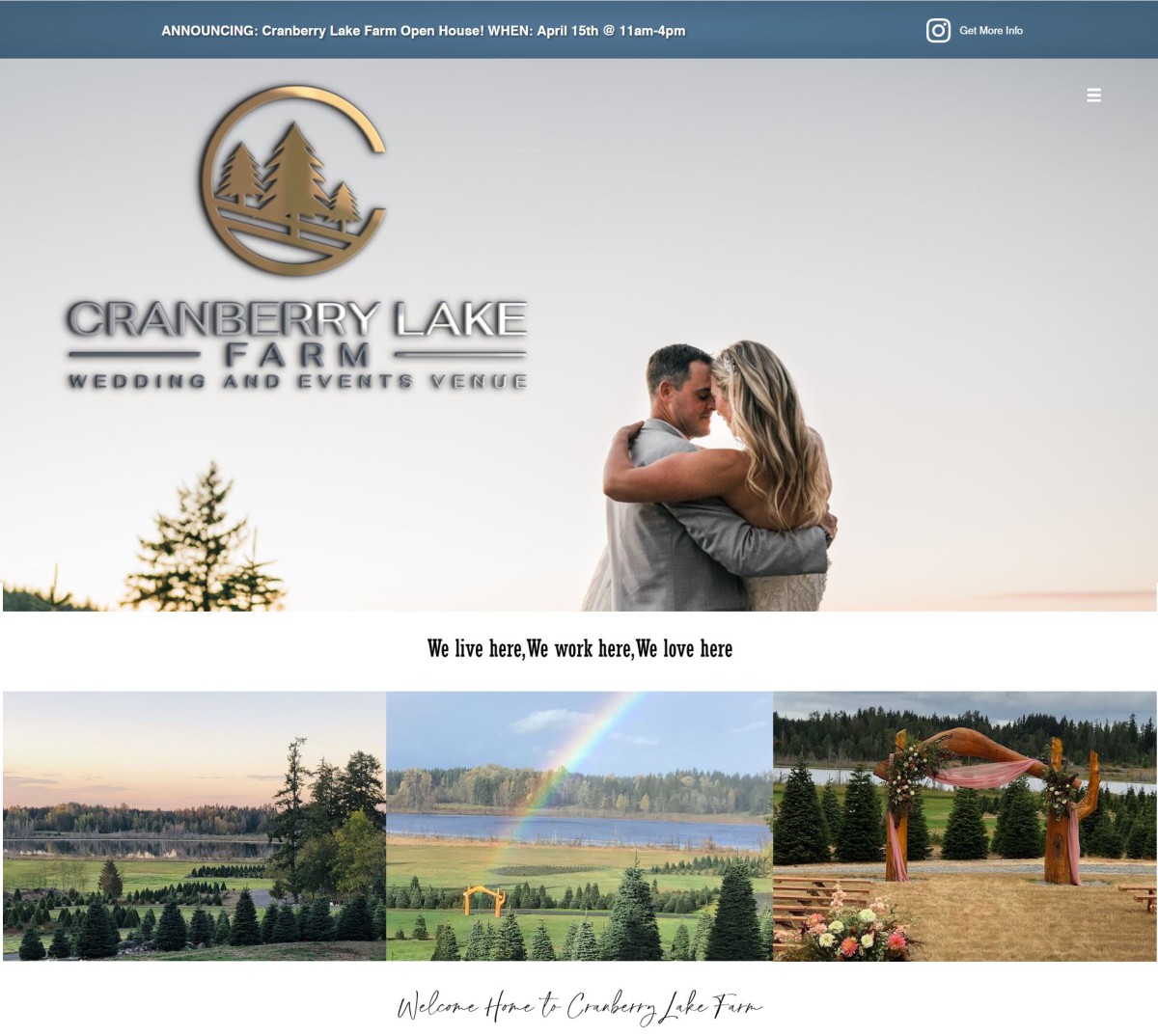 Cranberry Lake Wedding Venue Website Design