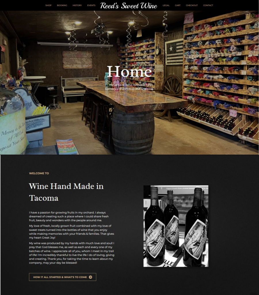 Web Design for Reeds Sweet Wine in Tacoma