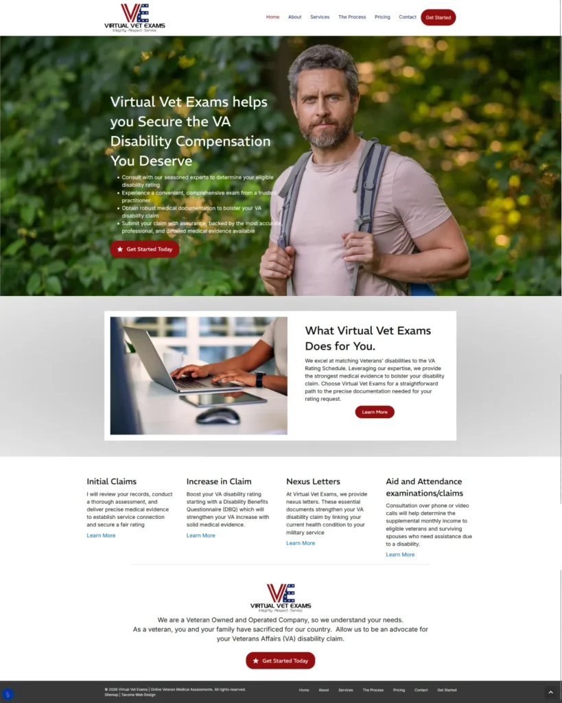 Tacoma Website Design for Virtual Veteran Exams