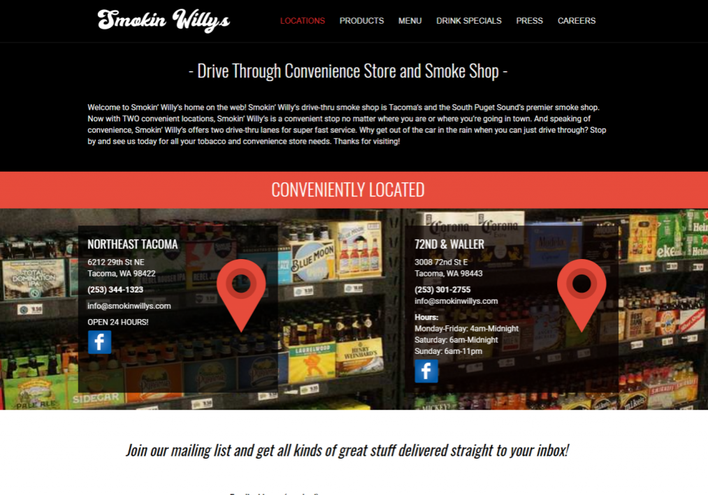 Smoking Willys Website Design