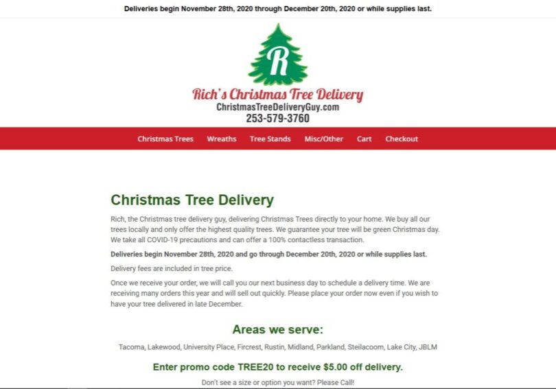 Rich's Christmas Tree Delivery Service Web Design